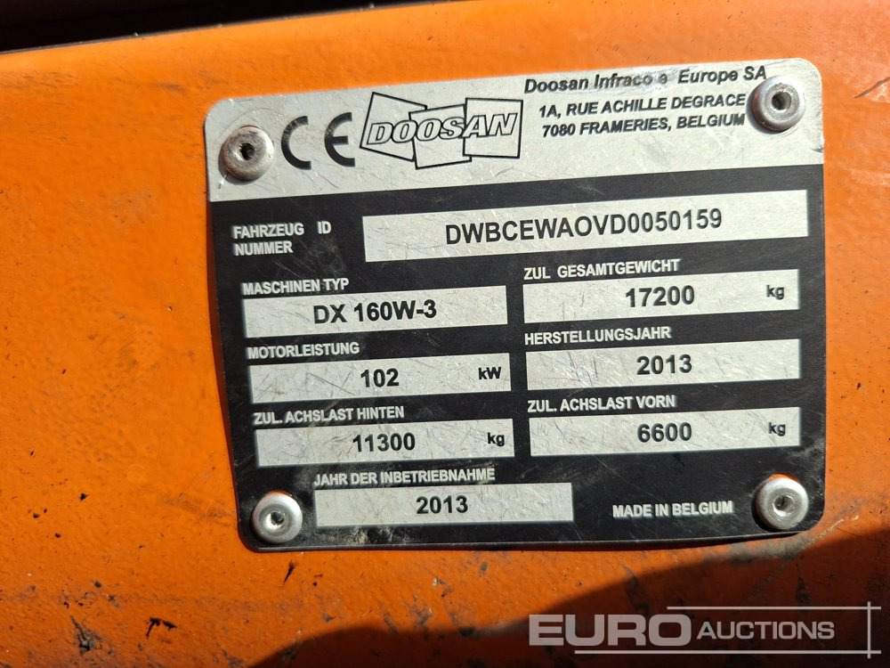 Τροχοφόρος εκσκαφέας 2013 Doosan DX160W: φωτογραφία 9 Τροχοφόρος εκσκαφέας 2013 Doosan DX160W: φωτογραφία 9