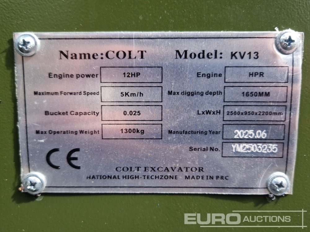 Μίνι εκσκαφέας Unused 2025 Colt KV13: φωτογραφία 23