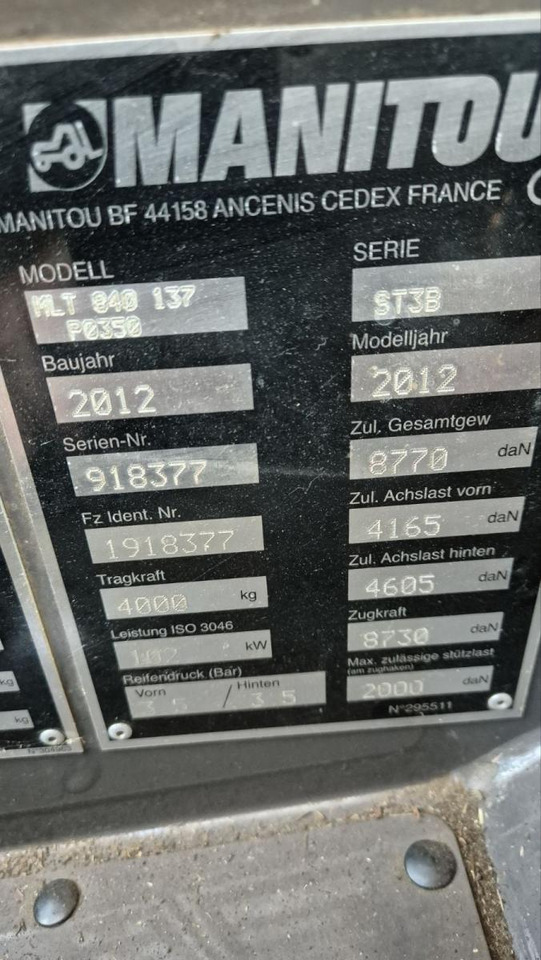 MANITOU MLT840/ 2012 - Τηλεσκοπικός φορτωτής: φωτογραφία 4 MANITOU MLT840/ 2012 - Τηλεσκοπικός φορτωτής: φωτογραφία 4