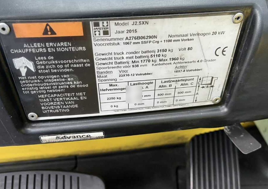 Hyster J2.5XN - Ηλεκτροκίνητο περονοφόρο: φωτογραφία 4 Hyster J2.5XN - Ηλεκτροκίνητο περονοφόρο: φωτογραφία 4