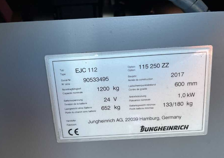 Jungheinrich EJC112 - Μηχάνημα στοίβαξης: φωτογραφία 4 Jungheinrich EJC112 - Μηχάνημα στοίβαξης: φωτογραφία 4