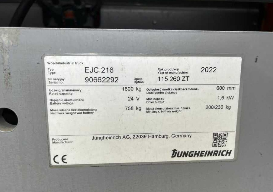 Jungheinrich EJC216 - Μηχάνημα στοίβαξης: φωτογραφία 4 Jungheinrich EJC216 - Μηχάνημα στοίβαξης: φωτογραφία 4