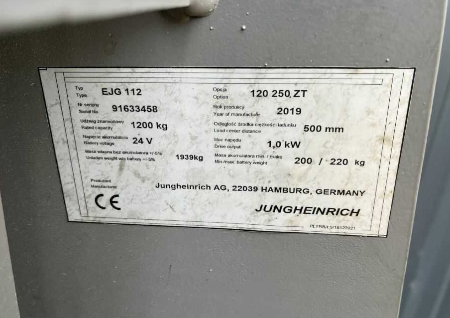 Jungheinrich EJG112 - Μηχάνημα στοίβαξης: φωτογραφία 4 Jungheinrich EJG112 - Μηχάνημα στοίβαξης: φωτογραφία 4