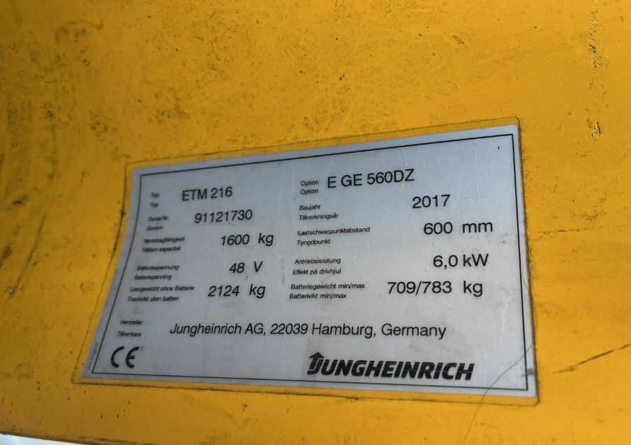 Jungheinrich ETM216 - Ανυψωτικό στενών δρόμων: φωτογραφία 4 Jungheinrich ETM216 - Ανυψωτικό στενών δρόμων: φωτογραφία 4