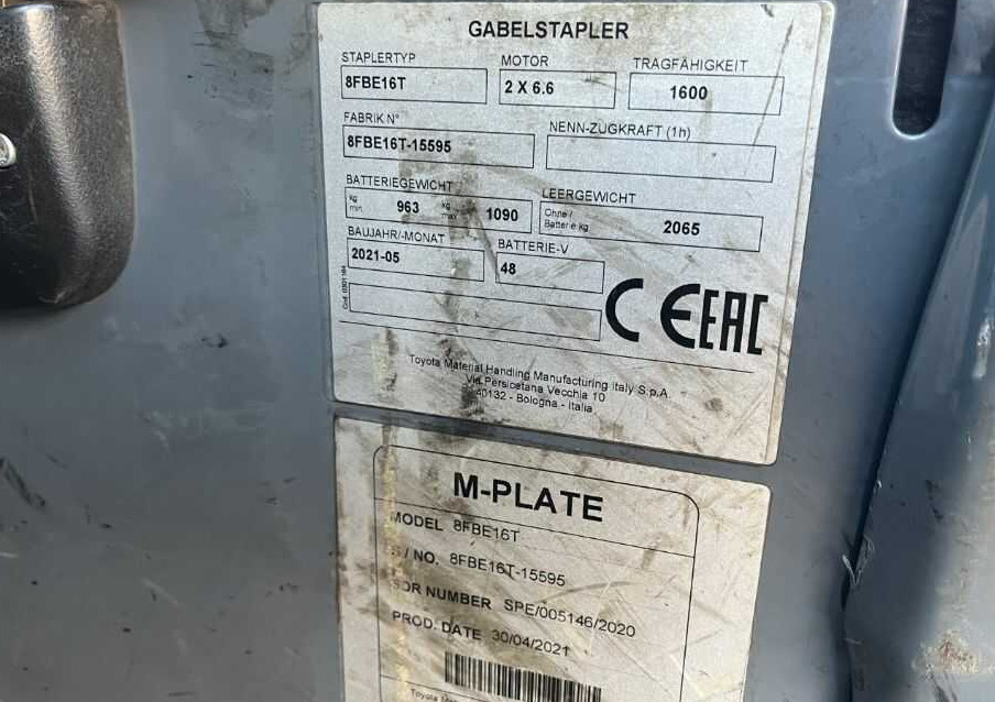 Toyota 8FBE16T - Ηλεκτροκίνητο περονοφόρο: φωτογραφία 4 Toyota 8FBE16T - Ηλεκτροκίνητο περονοφόρο: φωτογραφία 4