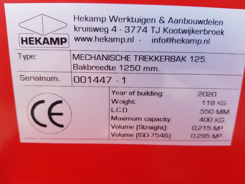 Mechanische kiepbak 125 - Κουβας για Γεωργικά μηχανήματα: φωτογραφία 5 Mechanische kiepbak 125 - Κουβας για Γεωργικά μηχανήματα: φωτογραφία 5