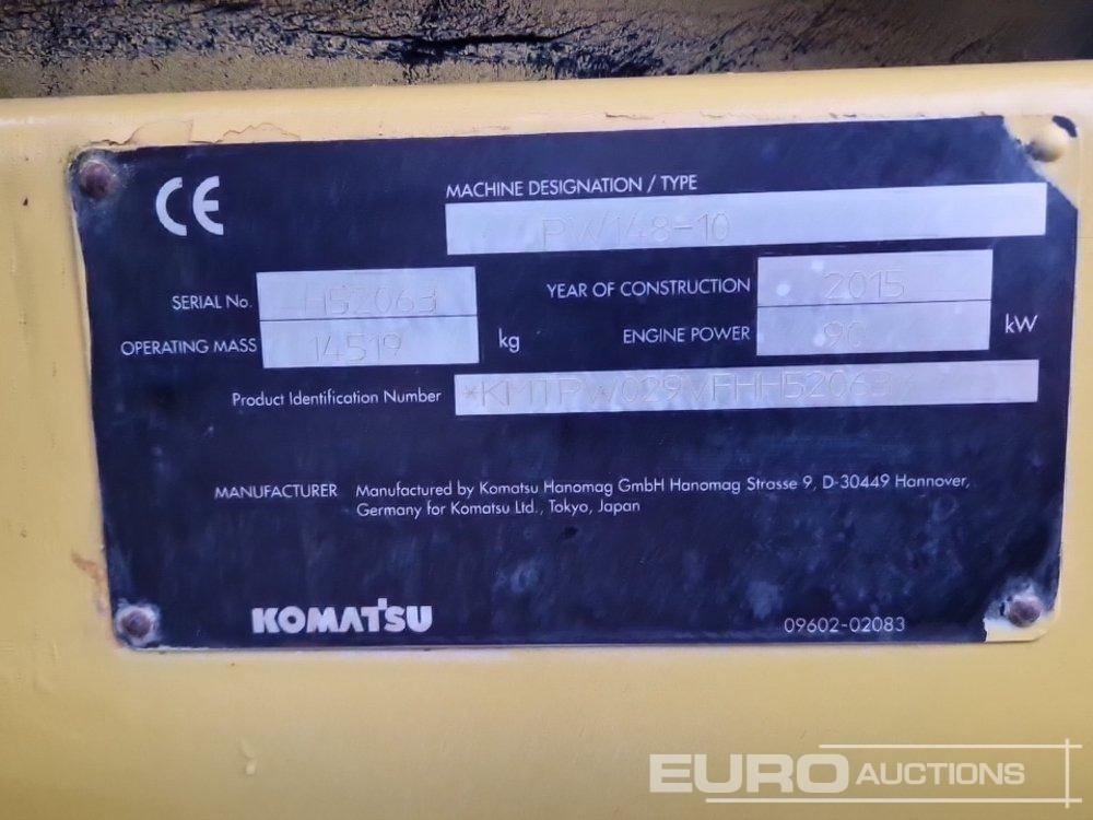 Τροχοφόρος εκσκαφέας 2015 Komatsu PW148-10: φωτογραφία 48 Τροχοφόρος εκσκαφέας 2015 Komatsu PW148-10: φωτογραφία 48