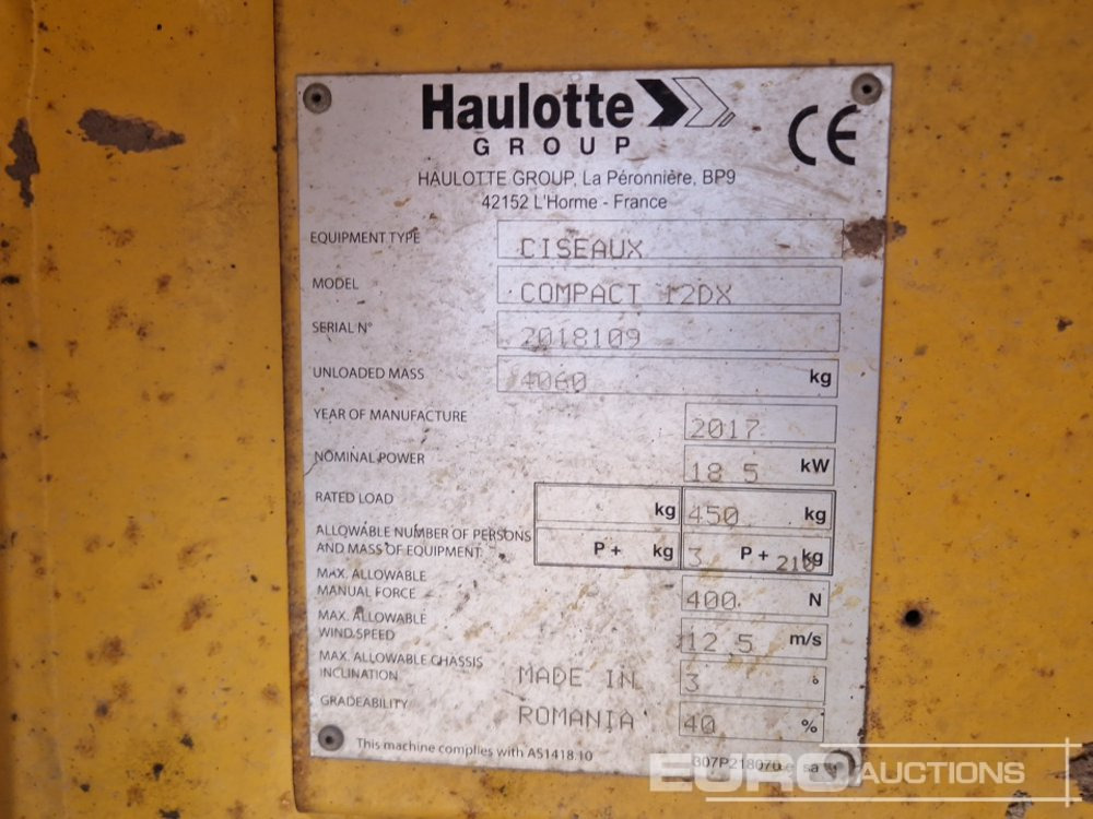 Πλατφόρμα εναέρια 2017 Haulotte Compact 12 DX: φωτογραφία 40