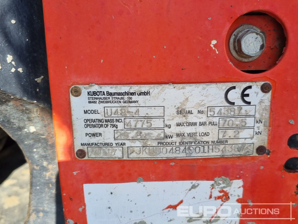 Μίνι εκσκαφέας 2017 Kubota U48-4: φωτογραφία 43