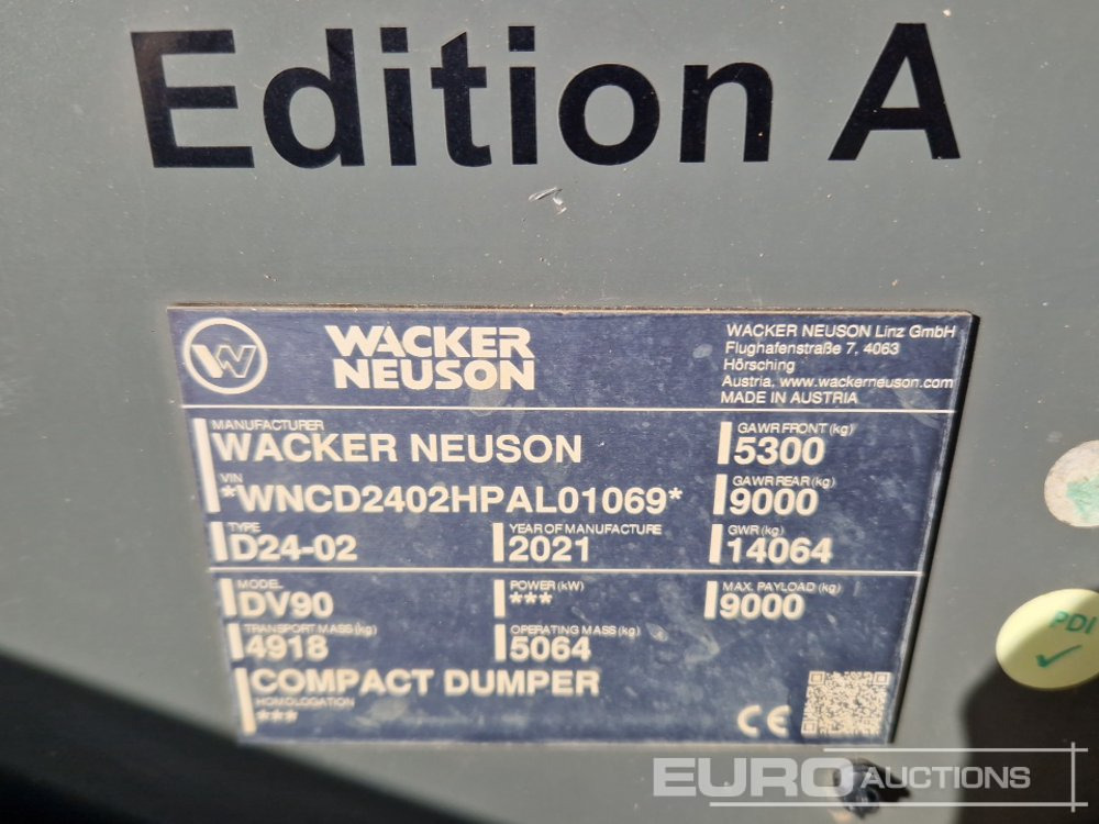 Μίνι ανατρεπόμενο 2021 Wacker Neuson DV90: φωτογραφία 34