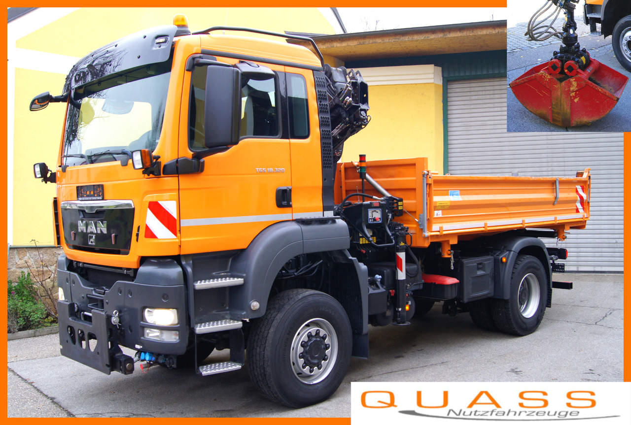 MAN TGS 18.320 BL 4x4 / HIAB 088 B-2 / Winterdienst - Φορτηγό ανατρεπόμενο, Φορτηγό με γερανό: φωτογραφία 1 MAN TGS 18.320 BL 4x4 / HIAB 088 B-2 / Winterdienst - Φορτηγό ανατρεπόμενο, Φορτηγό με γερανό: φωτογραφία 1