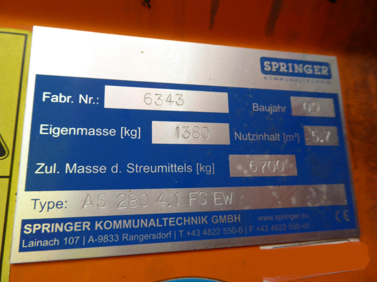 SPRINGER AS 280/Unimog U400 U500/4m³ Feuchtsalzstreuer/Salzstreuer/Streuer - Αλατιέρα: φωτογραφία 5 SPRINGER AS 280/Unimog U400 U500/4m³ Feuchtsalzstreuer/Salzstreuer/Streuer - Αλατιέρα: φωτογραφία 5