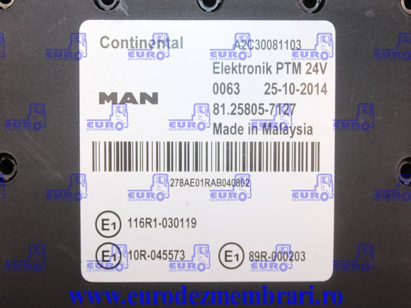 CALCULATOR PTM MAN TGX 81.25805.7127 - Ηλεκτρονική μονάδα ελέγχου για Φορτηγό: φωτογραφία 3 CALCULATOR PTM MAN TGX 81.25805.7127 - Ηλεκτρονική μονάδα ελέγχου για Φορτηγό: φωτογραφία 3