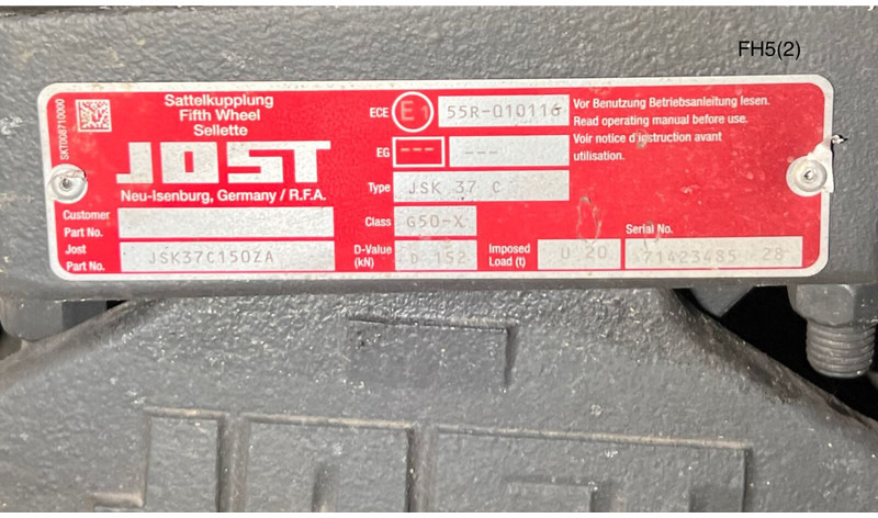 Jost JSK 37 C - Πέμπτος τροχός: φωτογραφία 2 Jost JSK 37 C - Πέμπτος τροχός: φωτογραφία 2