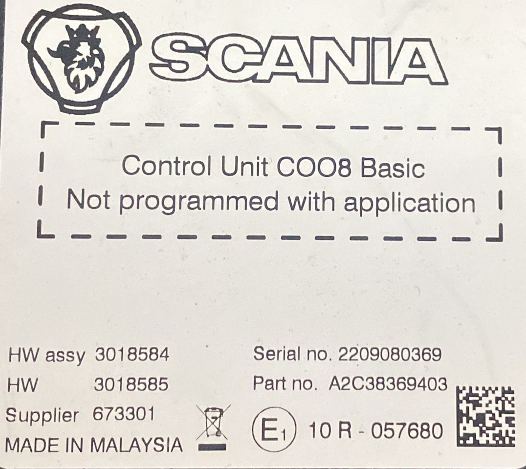 SCANIA CONTROL UNIT COO8 BASIC A2C38369403 - Ανταλλακτικό: φωτογραφία 3 SCANIA CONTROL UNIT COO8 BASIC A2C38369403 - Ανταλλακτικό: φωτογραφία 3