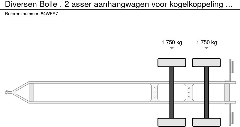 Ρυμούλκα σασί Diversen Bolle . 2 asser aanhangwagen voor kogelkoppeling 3500 kg: φωτογραφία 6